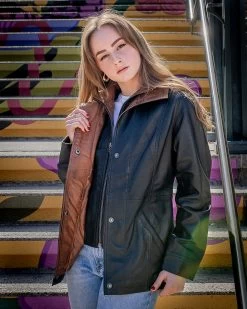 Adeline Black Leather Car Coat -Leather Clothing Store DSC08780
