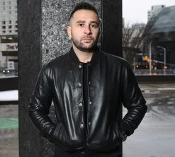 Victor Black Varsity Leather Jacket -Leather Clothing Store DSC08973