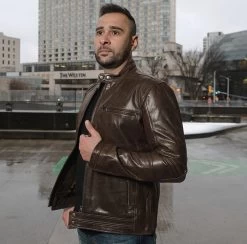 Arthur Vintage Brown Café Racer Leather Jacket -Leather Clothing Store DSC09112