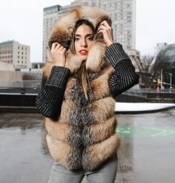 Women's Fox Fur Bomber Hooded Jacket -Leather Clothing Store DSC09129 Enhanced NR