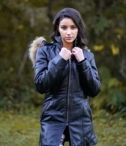 Jazmyn's Long Winter Coat With Real Fox Fur Hoodie -Leather Clothing Store DSC09252