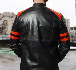Black Moto Style Jacket With Shoulder And Arm Patches 15 Black Moto Style Jacket With Shoulder And Arm Patches -Leather Clothing Store DSC09327 Enhanced NR