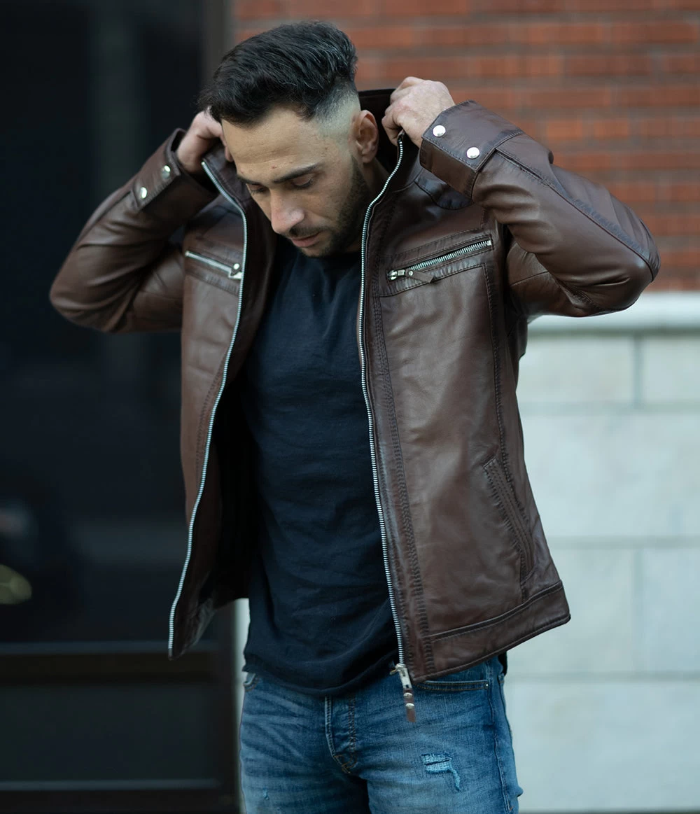 Thatchers Premium Hand Waxed Brown Leather Jacket 5 Thatchers Premium Hand Waxed Brown Leather Jacket - Image 3