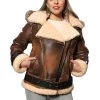 Women's Rocco Vintage Distressed Brown Shearling Jacket 1 Women's Rocco Vintage Distressed Brown Shearling Jacket -Leather Clothing Store DSC09521