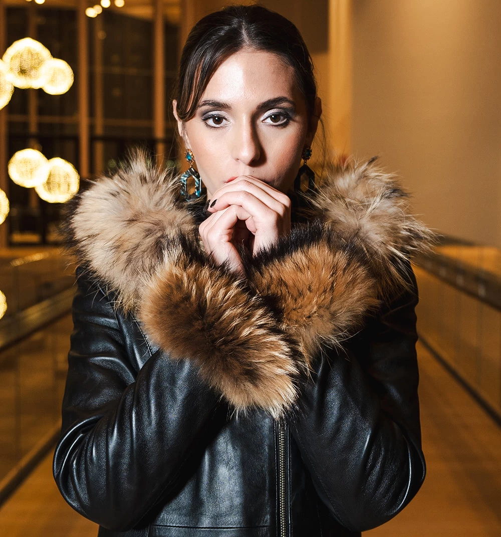 Natalie Black Winter Coat With Fur Cuffs 4 Natalie Black Winter Coat With Fur Cuffs - Image 2