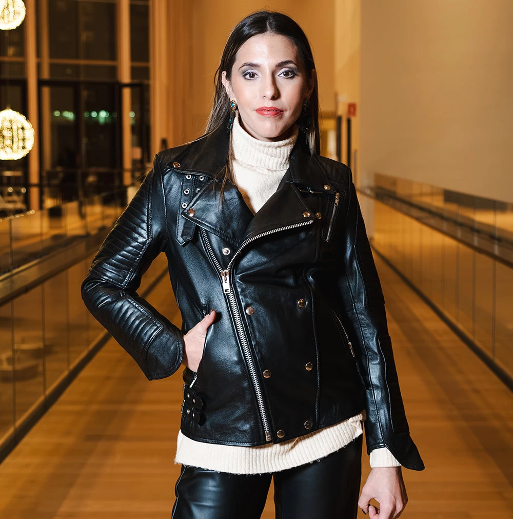 Meredith's Biker Style Jacket With Snap Buttons Closure 4 Meredith's Biker Style Jacket With Snap Buttons Closure - Image 2