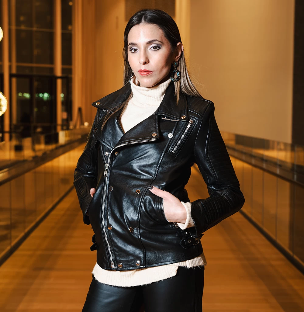 Meredith's Biker Style Jacket With Snap Buttons Closure 5 Meredith's Biker Style Jacket With Snap Buttons Closure - Image 3