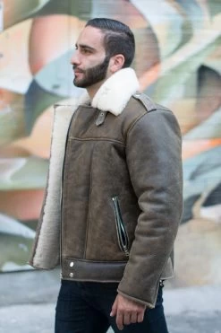 Carter's Distressed Biker Bomber Shearling Jacket -Leather Clothing Store DSC 0023 min