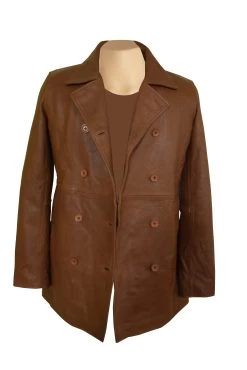 Corrina’s Camel Leather Peacoat -Leather Clothing Store DSC 2678
