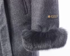 Mia's Belt Tie Wool Coat With Fox Fur -Leather Clothing Store DSC 7221