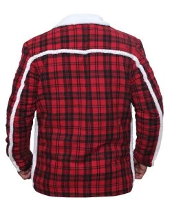 Ryan Reynold's Red And BlackCheckered Jacket With Faux Shearling -Leather Clothing Store Deadpool Red Checked Jacket 21668 zoom
