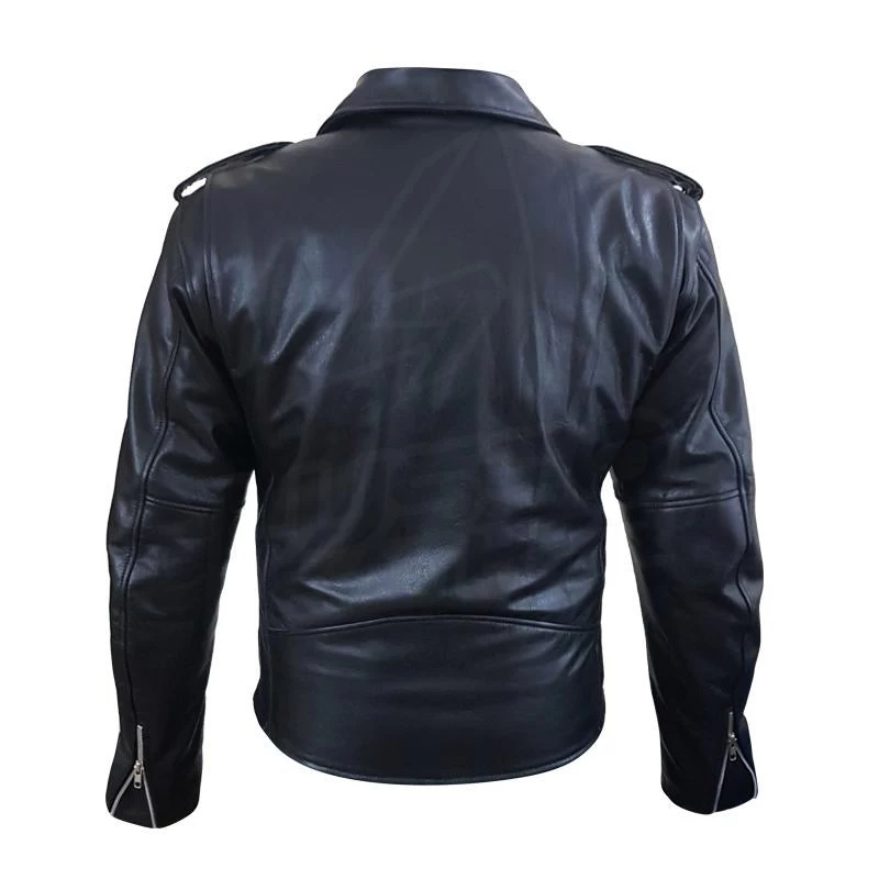 "Perfect" Biker Style Classic Black Premium Heavy Leather Jacket 6 "Perfect" Biker Style Classic Black Premium Heavy Leather Jacket - Image 4