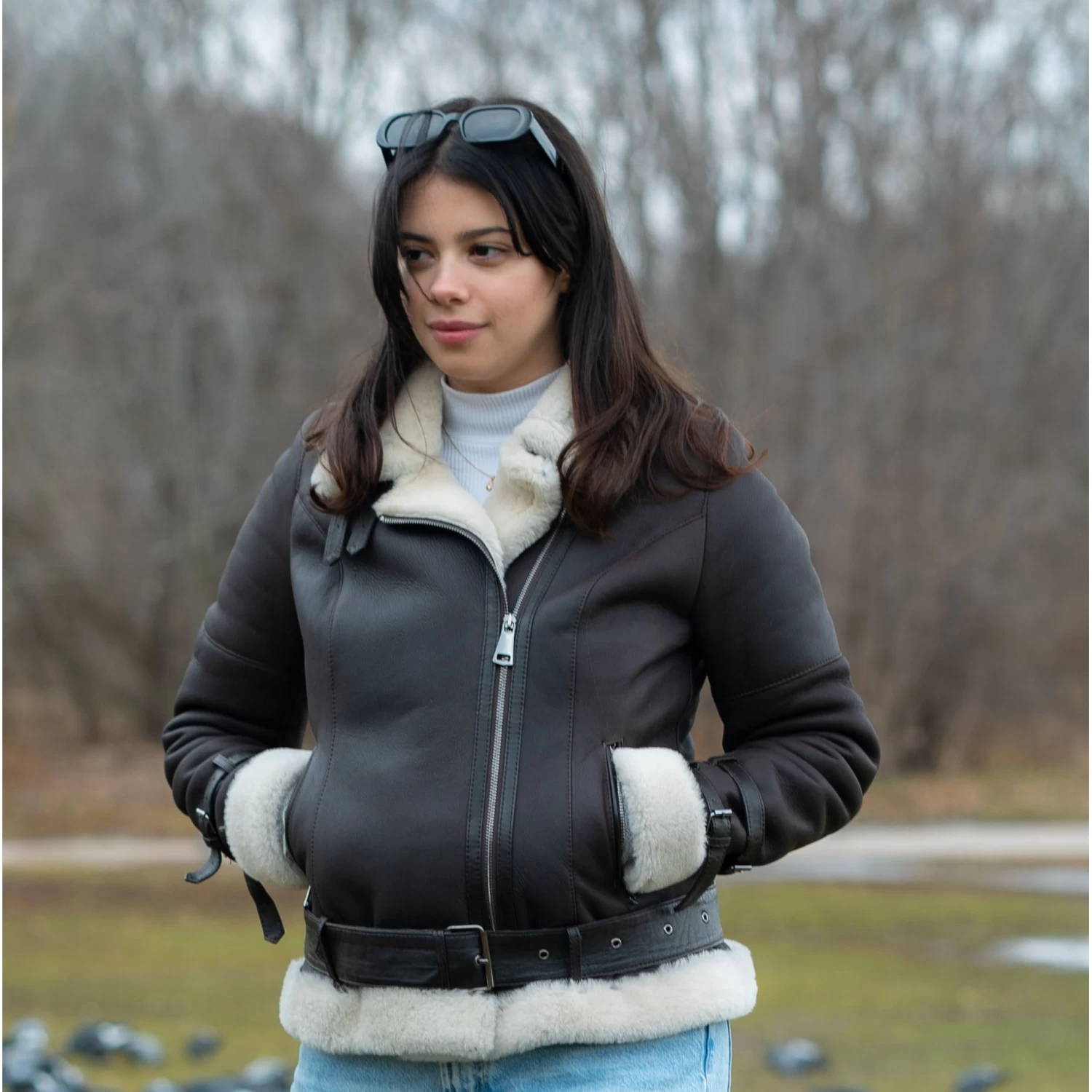 Jayne's Brown B3 Bomber Shearling Jacket 6 Jayne's Brown B3 Bomber Shearling Jacket - Image 4