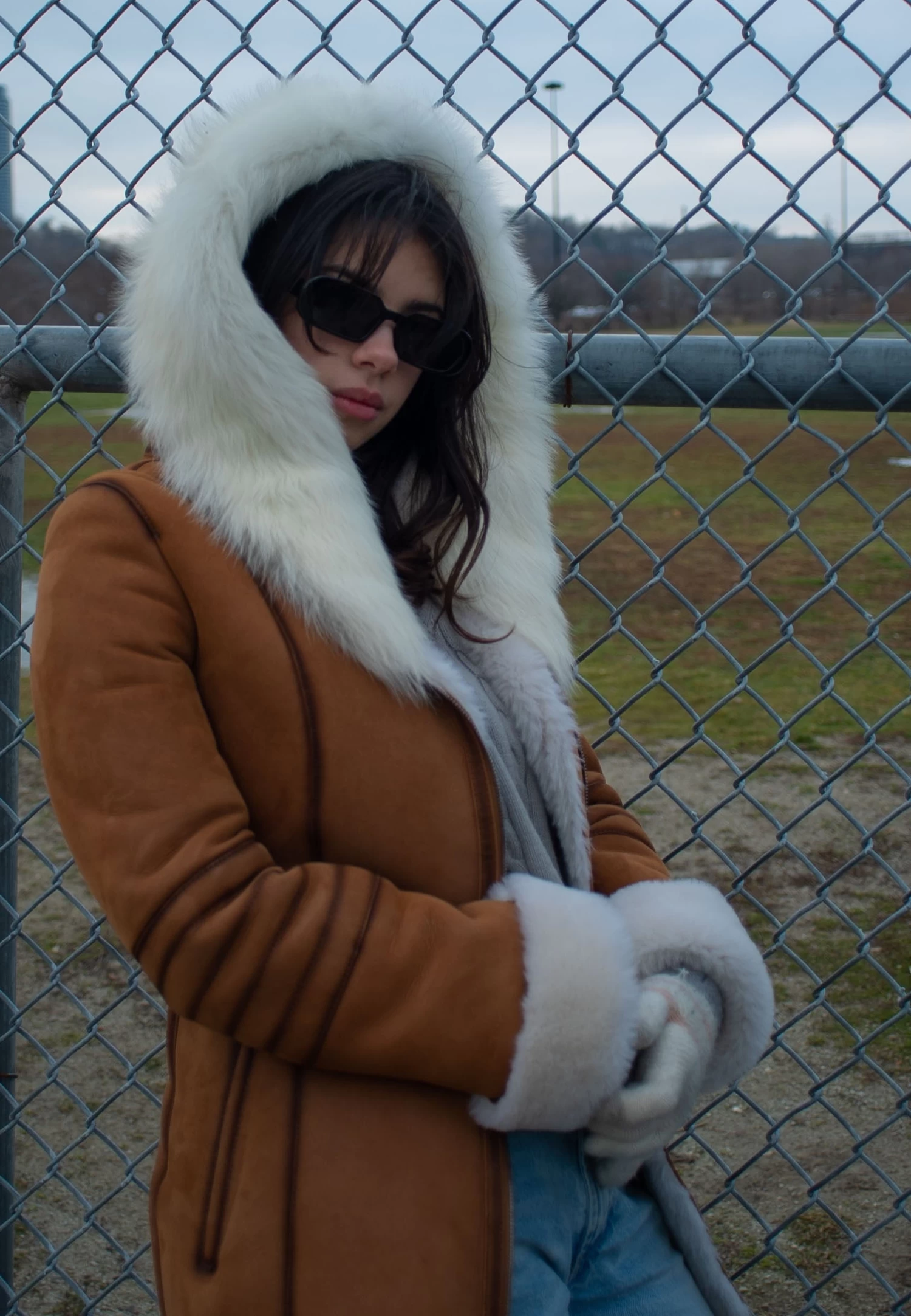 Ayva's Tan Shearling Coat With Fox Fur Trim Hoodie 6 Ayva's Tan Shearling Coat With Fox Fur Trim Hoodie - Image 4