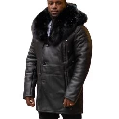 Cody's Shearling Trench Coat With Fox Fur Trims