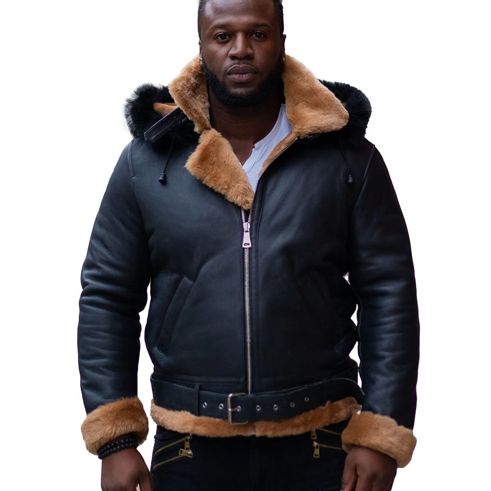 Jean's B3 Bomber Aviator Shearling Jacket With Hoodie 3 Jean's B3 Bomber Aviator Shearling Jacket With Hoodie