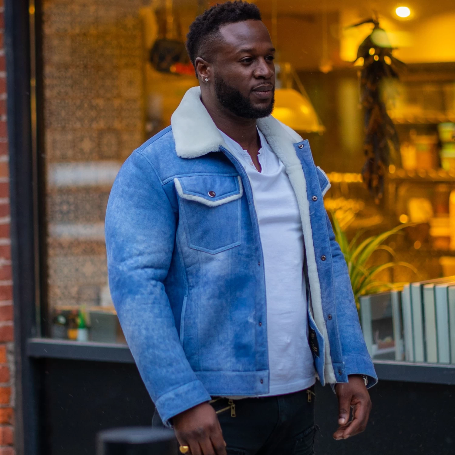 Chris' Denim Style Shearling Trucker Style Jacket 7 Chris' Denim Style Shearling Trucker Style Jacket - Image 5