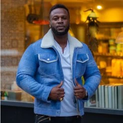 Chris' Denim Style Shearling Trucker Style Jacket 13 Chris' Denim Style Shearling Trucker Style Jacket -Leather Clothing Store FashionDec19 86