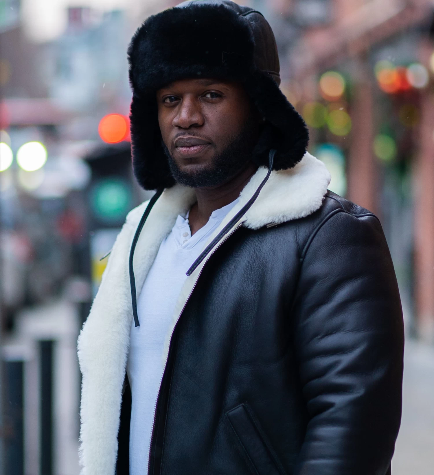 B-3 Sheepskin Shearling Black Aviator Hat 5 B-3 Sheepskin Shearling Black Aviator Hat - Image 4