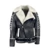 Albert Distressed Grey Shearling Biker Style Jacket 2 Albert Distressed Grey Shearling Biker Style Jacket -Leather Clothing Store Grey1
