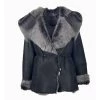 Michelle Toscana Shearling Jacket With Hood 1 Michelle Toscana Shearling Jacket With Hood -Leather Clothing Store GreyS 1