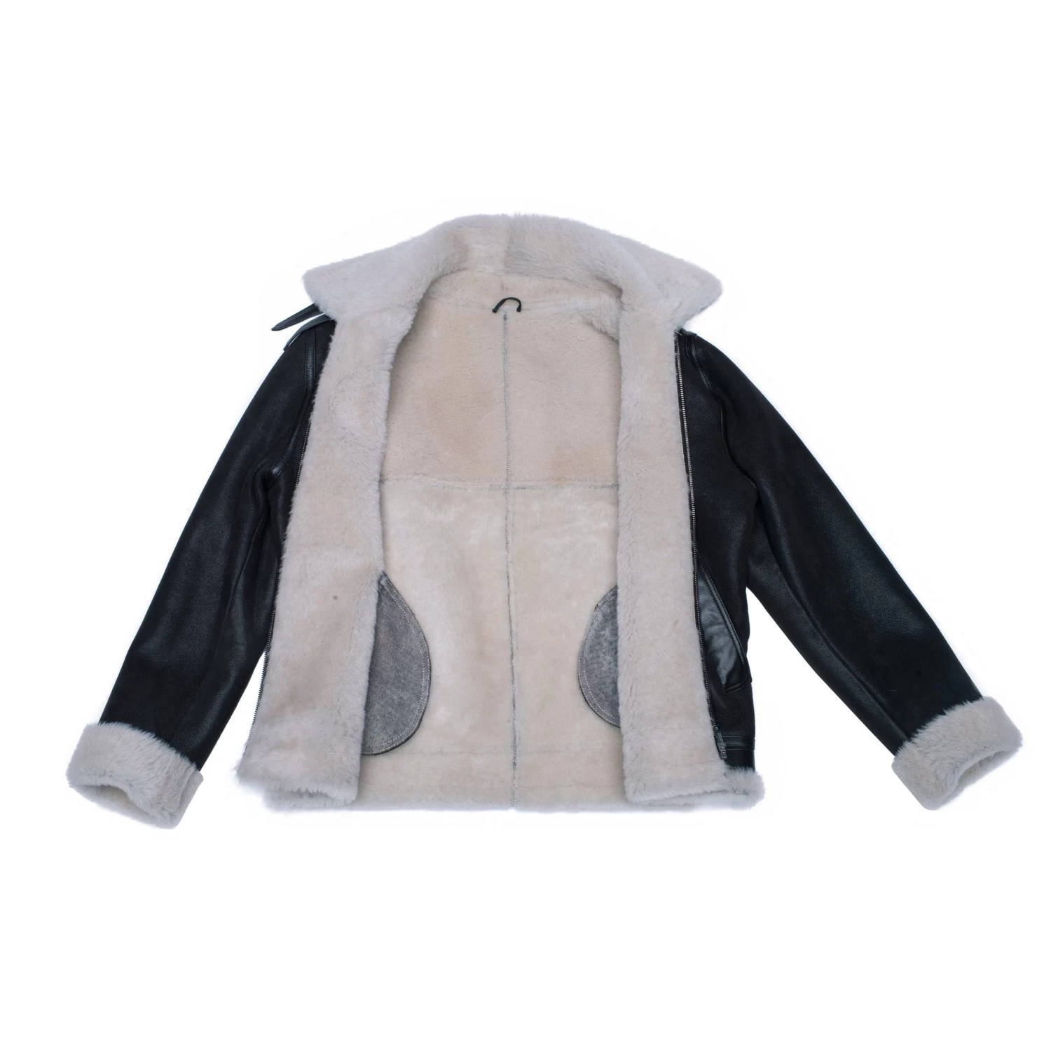 Hampton's Classic Brown B-3 Bomber Aviator Shearling Jacket With Collar Belt 8 Hampton's Classic Brown B-3 Bomber Aviator Shearling Jacket With Collar Belt - Image 6