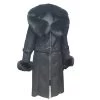 Allis Black Belted Shearling Coat With Large Fox Fur Hoodie 2 Allis Black Belted Shearling Coat With Large Fox Fur Hoodie -Leather Clothing Store IMG 20221102 WA0007