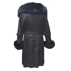 Allis Black Belted Shearling Coat With Large Fox Fur Hoodie 7 Allis Black Belted Shearling Coat With Large Fox Fur Hoodie -Leather Clothing Store IMG 20221102 WA0009