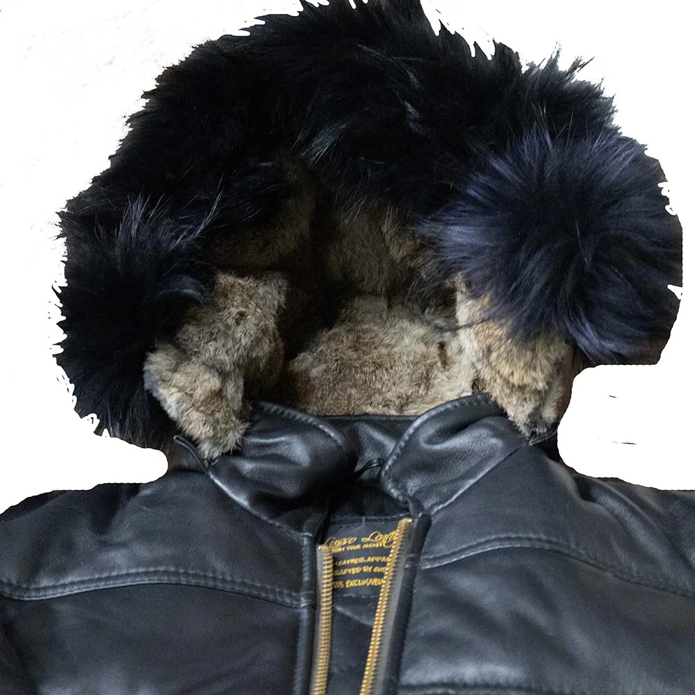 Ash Black Hooded Puffer Leather Jacket With Fur Trim 9 Ash Black Hooded Puffer Leather Jacket With Fur Trim - Image 7