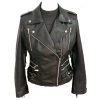 Indiana's Women Biker Jacket With Fringes 2 Indiana's Women Biker Jacket With Fringes -Leather Clothing Store IndianaBlackUnqiueStyleBikerjacketwithleatherstrips