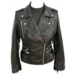 Indiana's Women Biker Jacket With Fringes