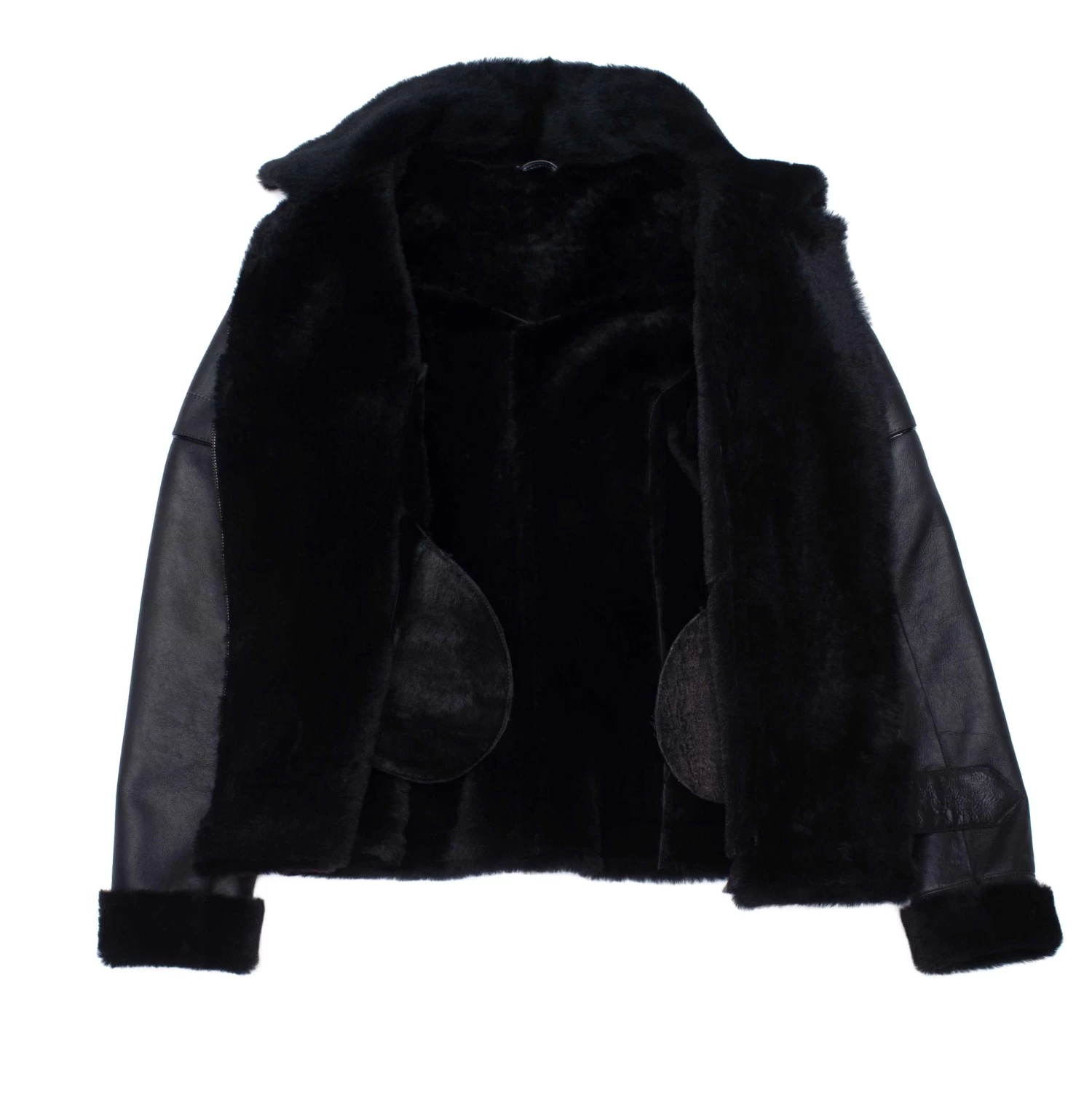Tasha’s Black Sheepskin Shearling B-3 Bomber Style Jacket 7 Tasha’s Black Sheepskin Shearling B-3 Bomber Style Jacket - Image 6