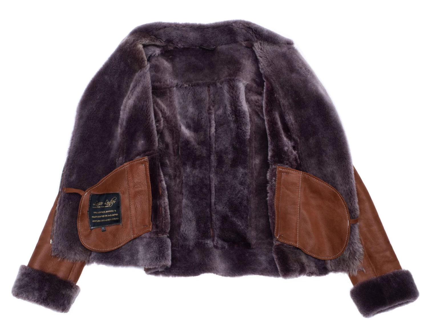 Reyna's Tan Sheepskin Shearling B-3 Bomber Style Jacket 6 Reyna's Tan Sheepskin Shearling B-3 Bomber Style Jacket - Image 4