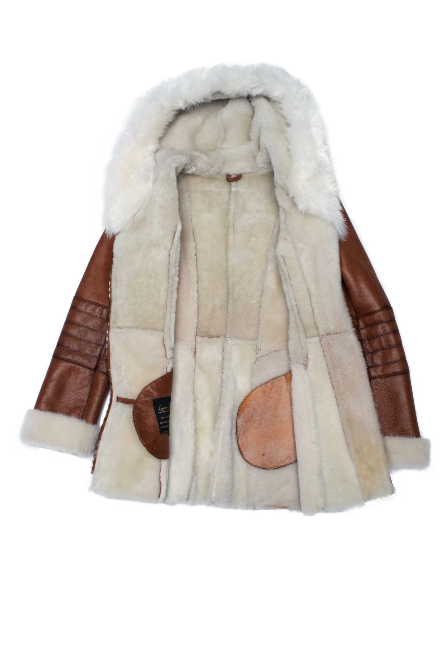 Ayva's Tan Shearling Coat With Fox Fur Trim Hoodie 9 Ayva's Tan Shearling Coat With Fox Fur Trim Hoodie - Image 7