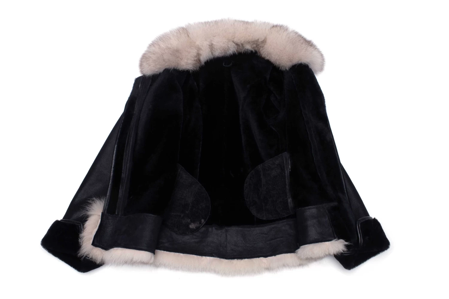 Cecily’s Black Shearling Sheepskin With Fox Fur Trim 5 Cecily’s Black Shearling Sheepskin With Fox Fur Trim - Image 3