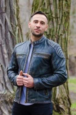 Hendrix's Distressed Leather Jacket With Collar Belt 11 Hendrix's Distressed Leather Jacket With Collar Belt -Leather Clothing Store LUSSOHD 27