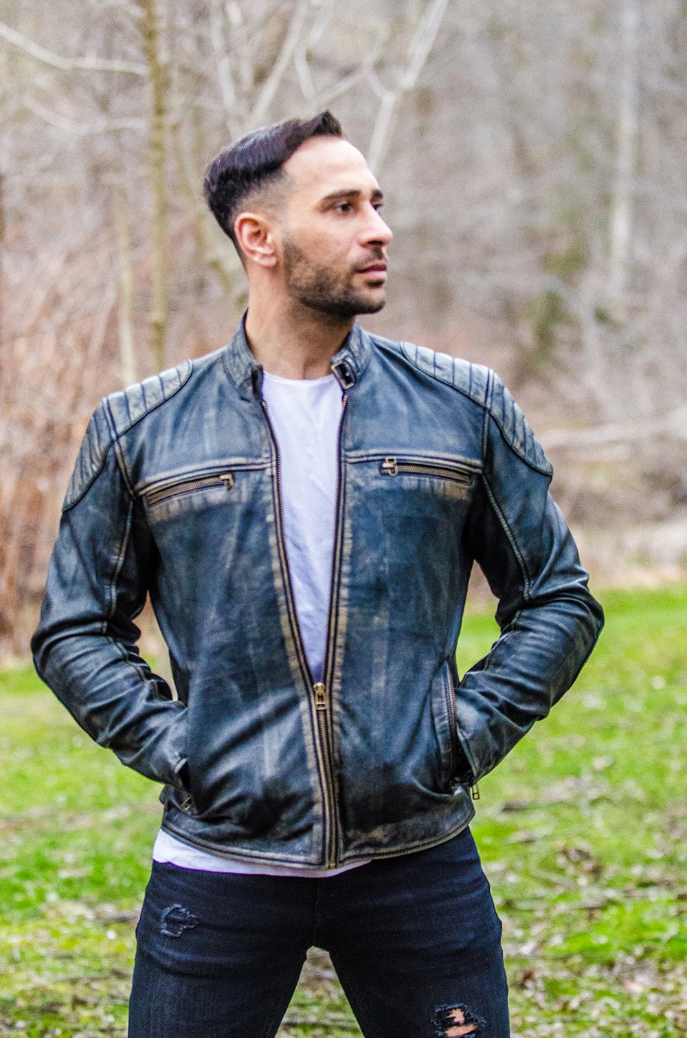 Hendrix's Distressed Leather Jacket With Collar Belt 6 Hendrix's Distressed Leather Jacket With Collar Belt - Image 4