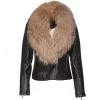 Luciana's Fur Shawl Leather Jacket With Ribbed Sleeve Detailing -Leather Clothing Store Luciana sFurShawlleatherjacketwithribbedsleevedetailing 1