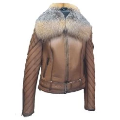 Luminsquilted Shearling Jacket With Crystal Fox Fur