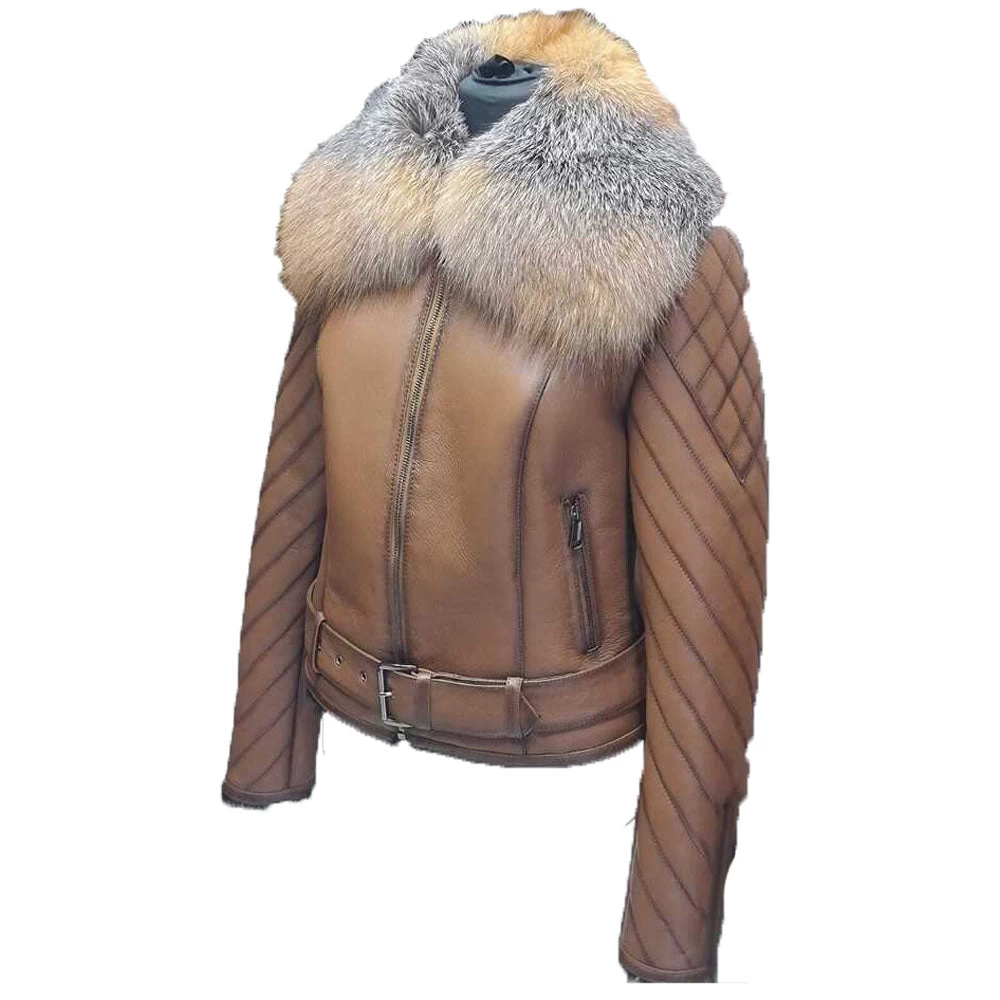 Luminsquilted Shearling Jacket With Crystal Fox Fur 5 Luminsquilted Shearling Jacket With Crystal Fox Fur - Image 3