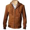 Marek Tan Suede Leather Hoodie 1 Marek Tan Suede Leather Hoodie -Leather Clothing Store MarekTansuedeleatherhoodie 1
