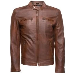 Nick Hawley's Two -Tone Brown Cafe Racer Leather Jacket