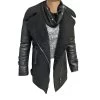 Paulina's Black Shearling Jacket With Large Lapels 2 Paulina's Black Shearling Jacket With Large Lapels -Leather Clothing Store Paulina sBlackshearlingjacketwithlargelapels 1