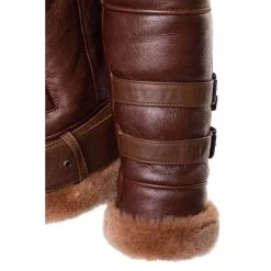 Phan's Brown Aviator Bomber Shearling Jacket With A Waist Belt 10 Phan's Brown Aviator Bomber Shearling Jacket With A Waist Belt -Leather Clothing Store Phan s Distressed Brown Aviator bomber shearling jacket with a waist belt 3