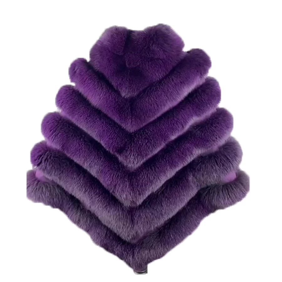 Women's Purple Fox Fur Cape/ Poncho 3 Women's Purple Fox Fur Cape/ Poncho