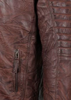 Men's Sal Wrinkled Brown Cafe Racer Leather Jacket 7 Men's Sal Wrinkled Brown Cafe Racer Leather Jacket -Leather Clothing Store Salavat 2