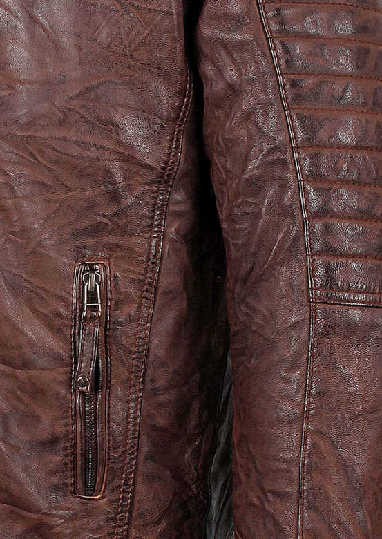 Men's Sal Wrinkled Brown Cafe Racer Leather Jacket 5 Men's Sal Wrinkled Brown Cafe Racer Leather Jacket - Image 3