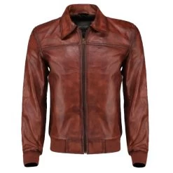 Boyd's Rust Leather Jacket With Ribbed Cuffs