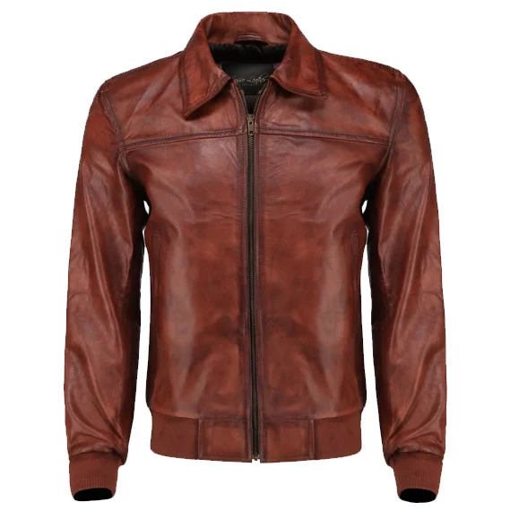 Boyd's Rust Leather Jacket With Ribbed Cuffs 3 Boyd's Rust Leather Jacket With Ribbed Cuffs