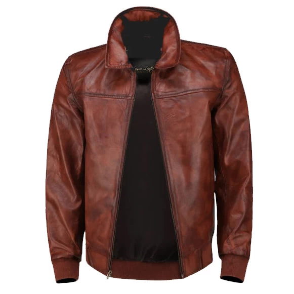 Boyd's Rust Leather Jacket With Ribbed Cuffs 7 Boyd's Rust Leather Jacket With Ribbed Cuffs - Image 5
